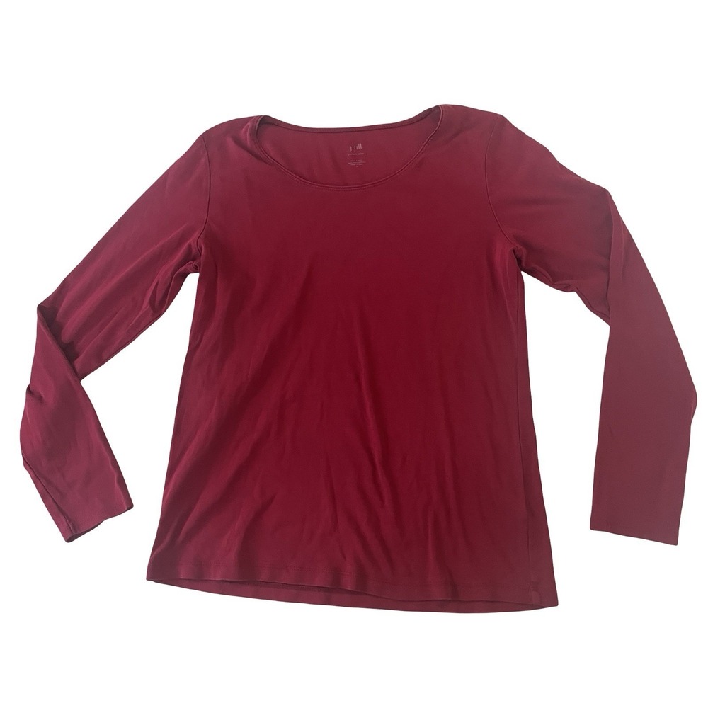 J. Jill Size M Perfect Pima Red 100% Pima Cotton Long Sleeve T-Shirt Round Neck